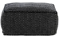 Habitat Durrie Low Pouf - Black and White